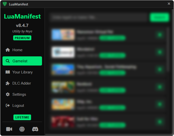 LuaManifest Gamelist Screen