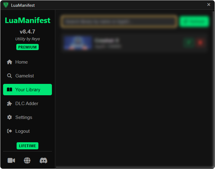 LuaManifest Your Library Screen